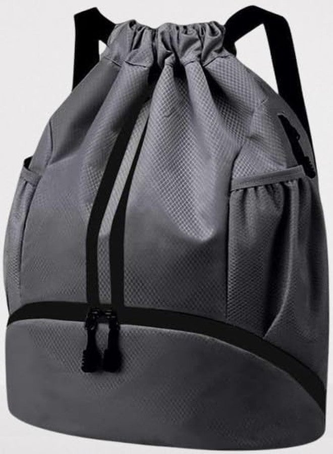 X9X Drawstring Swimming Bag, 30L Quick Dry Mesh Beach Bag Drawstring Backpack Swimming Gear Lightweight Multifunctional for Riding, Hiking, Camping (Grey Bag) - Image 3